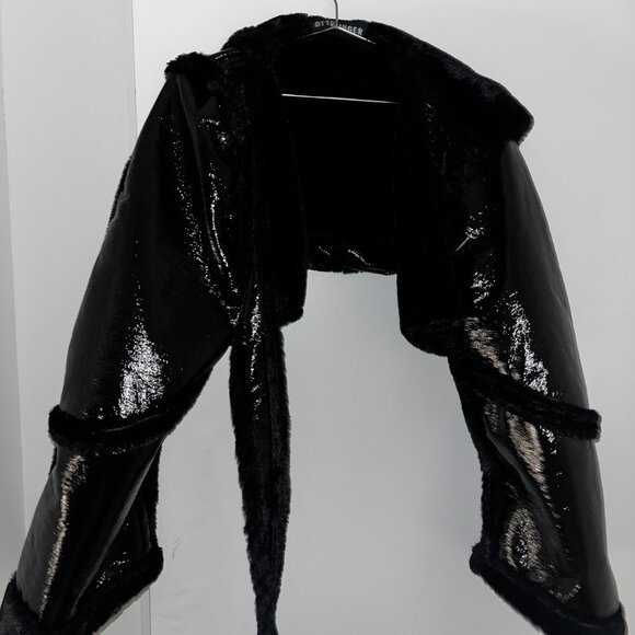 OTTOLINGER FAUX SHEARLING L BLACK TWO PIECE JACKET - Picture 2 of 6
